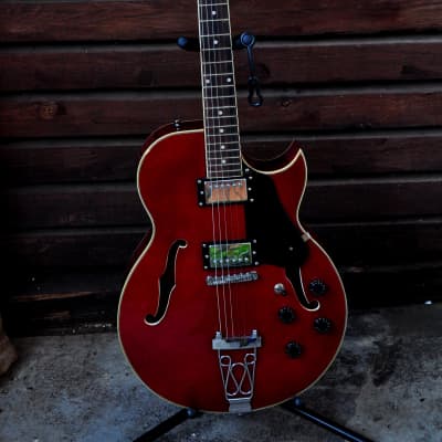 Logan 375 copy cherry handmade luthier guitar for sale