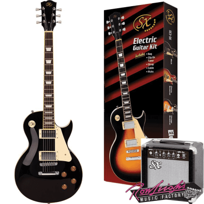 SX PKSE3SKB 'LP' Style Electric Guitar Pack in Black with Amplifier for sale