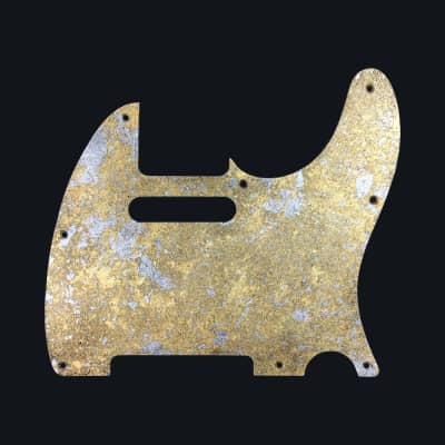 Made to Order - FRANCHIN Mars pickguard Impressionist METALLIC LEAF (Gold/Silver/Copper texture) S/H guitar scratchplate T-type Made in Italy for sale