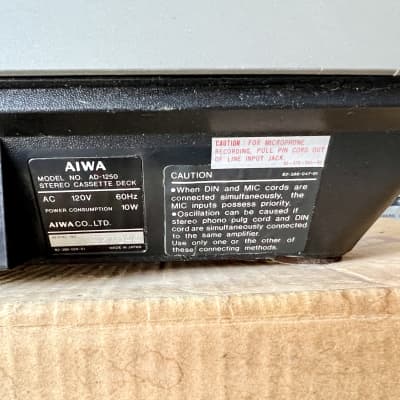 AIWA AD-1250 Solid State Stereo Cassette Deck w/ Dust Cover, Manual, Original Box, RCA Cables image 8