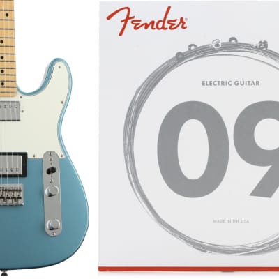 Fender Player Telecaster HH - Tidepool with Maple Fingerboard  Bundle with Fender 250L Super 250's Nickel-Plated Steel Electric Guitar Strings - .009-.042 Light image 1