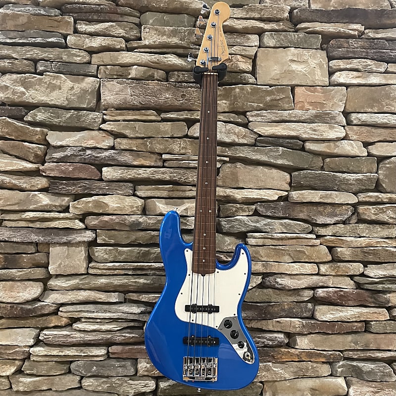 Fender American Standard Jazz Bass V Fretless Conversion 1995 - Electric Blue image 1