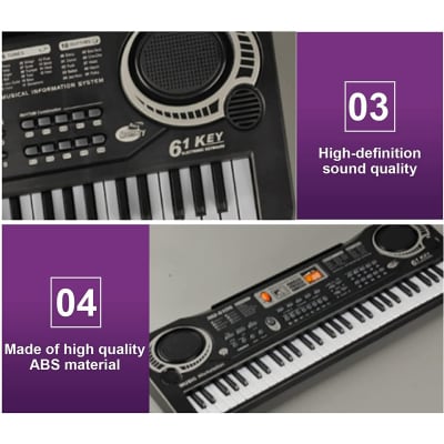 61 Keys Electric Piano Keyboard For Kids with Microphone Black New image 4