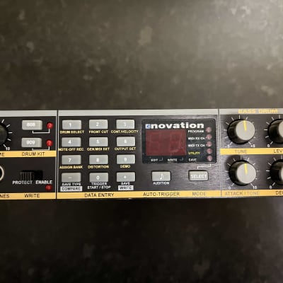 Novation Drum Station 5-Voice Rackmount Synthesizer 1995 - 1996 - Black with Yellow Stripe image 2