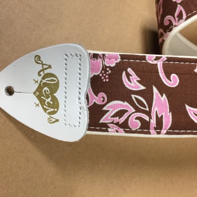 ALEXIS Hawaiian Tropic guitar Strap- Pink and Brown image 3
