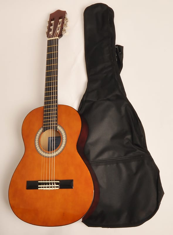 Left Handed BEGINNER CLASSICAL ACOUSTIC GUITAR 3/4 SIZE (36 INCH) W/ BAG OMEGA CLASS KIT 3/4 NA LH image 1