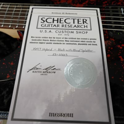 Schecter USA CUSTOM SHOP - Black w/ Blood Splatter - Keith Merrow KM-7 - Hybrid 7-String Electric Guitar w/ Case (2023) image 16