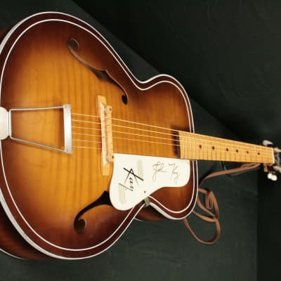 Kay N-4 acoustic archtop Early 1960's Ice Tea burst flame - Signed by Steppenwolf frontman John Kay image 4