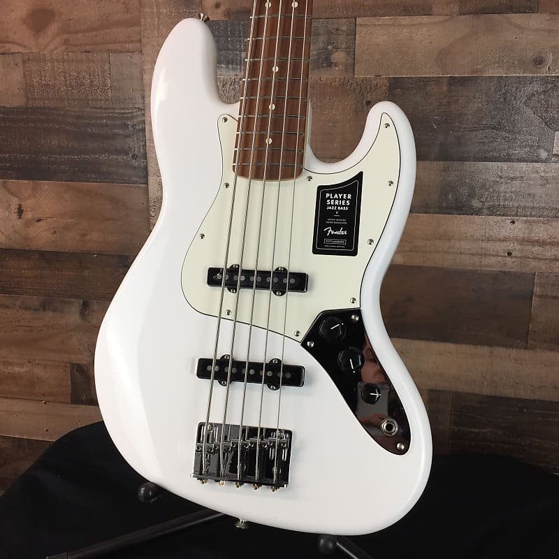 Fender Player Jazz Bass V 5-String Bass Polar White with Pau | Reverb