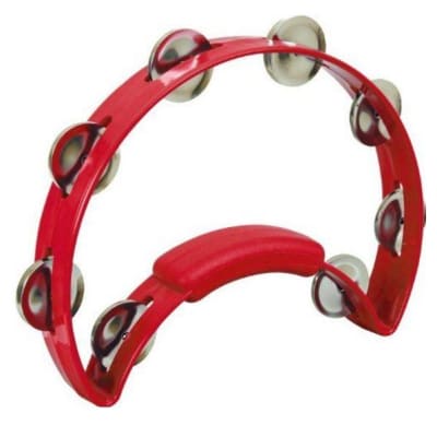 Rhythm Tech RT1230 Solo Tambourine, Red with Nickel Jingles image 1