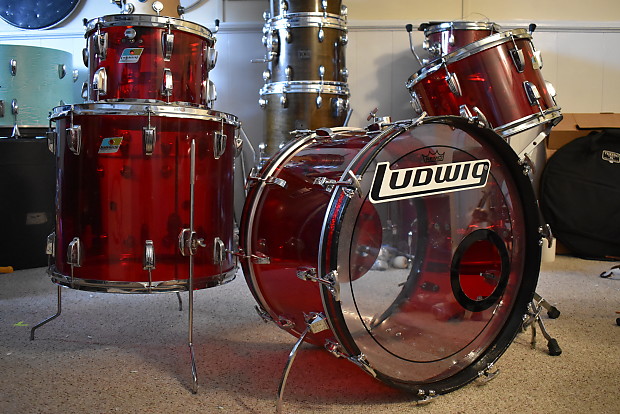 Ludwig Vistalite 70s Red 22 12 13 18