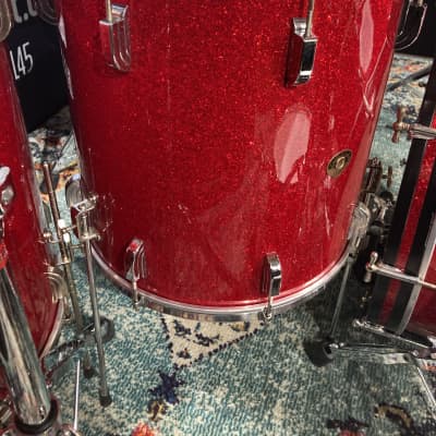 Frankie Banali's Quiet Riot - Leedy & Ludwig Restored 6-Piece Set, 24", 20", 16", 13", 12", 14x5" Matching Snare! Immaculate 1950-1955 - Sparkling Red Pearl image 7