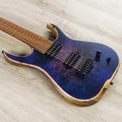 Skervesen Raptor 7 Guitar, Galaxy Purple to Blue Burst