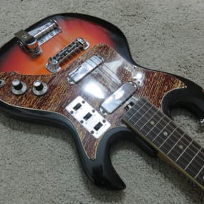 Vintage 1960s Tele-Star Teisco Solid Body Sunburst Offset Guitar Early Ibanez Claw Cutaway Design image 6