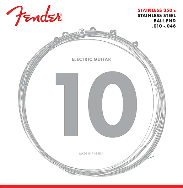 Fender Stainless 350 Electric Guitar Strings, Stainless Steel, Ball End, 350R .0 image 1