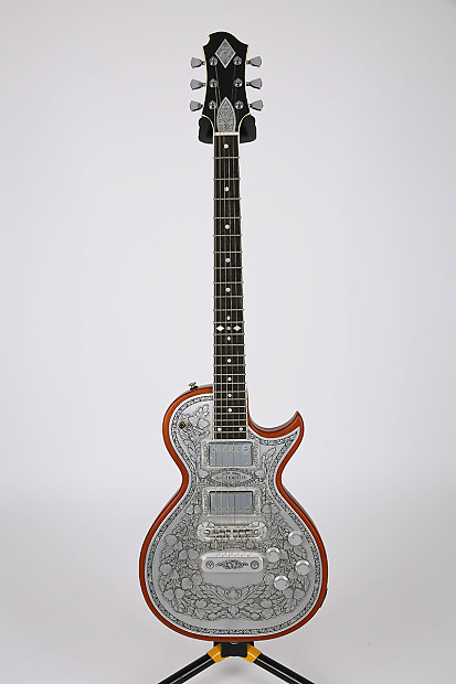 Guitar with shop metal plate