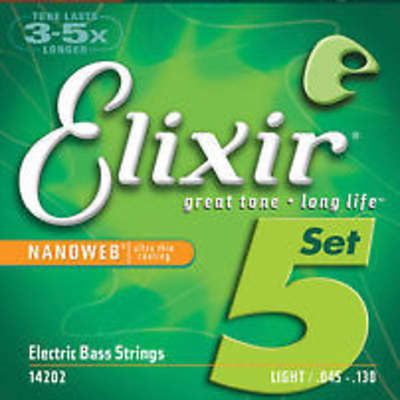 Elixir 14202 Nanoweb coated 5 string bass guitar set 45-130 image 3
