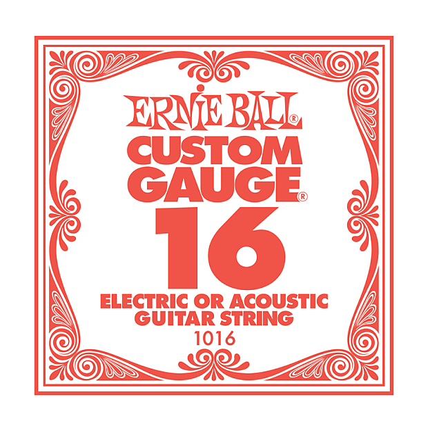 Ernie Ball P01016 .016 Plain Steel Electric/Acoustic Guitar Strings (6-Pack) image 1