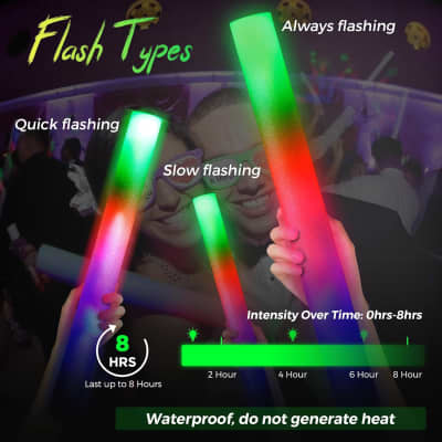 Light-Up Foam Sticks Sponge LED Soft Batons Glow In The Dark Built-in  Button Battery Party Wedding Festival Supplies