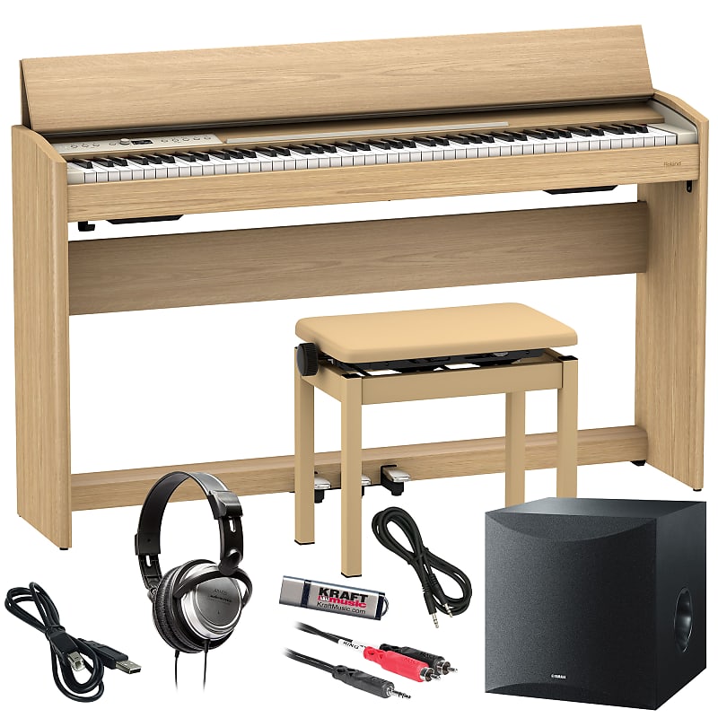Roland F701 Digital Piano Light Oak COMPLETE HOME BUNDLE Reverb