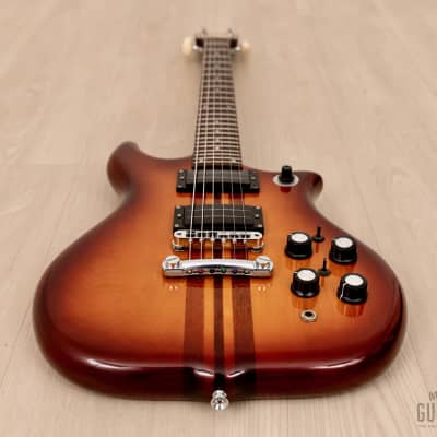 1980s Kawai F-III Vintage Neck Through Guitar Sunburst w/ Case & Active Electronics, Japan image 10