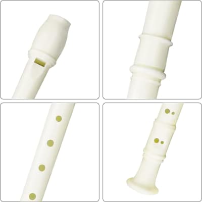 Soprano Recorder 8 Hole Classic German Style Descant Flute Musical Instruments + Cleaning Rod For Beginners Kids School Graduation Gift (White) image 4