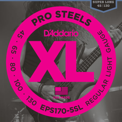 D'Addario EPS170-5SL 5-String ProSteels Bass Guitar Strings Light 45-130 Super Long Scale