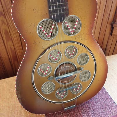 1950s Del Vecchio acoustic resonator guitar (red/gold sunburst) for sale