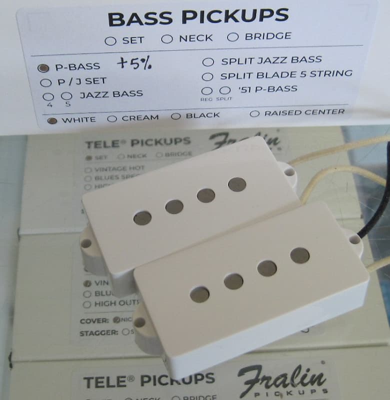 Lindy Fralin Precision Bass Pickups with White Covers 5% Overwound image 1