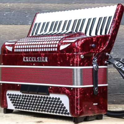 Excelsior Model 1308 41-Key 120-Bass 7-Treble Switch Red Piano Accordion w/Case image 2
