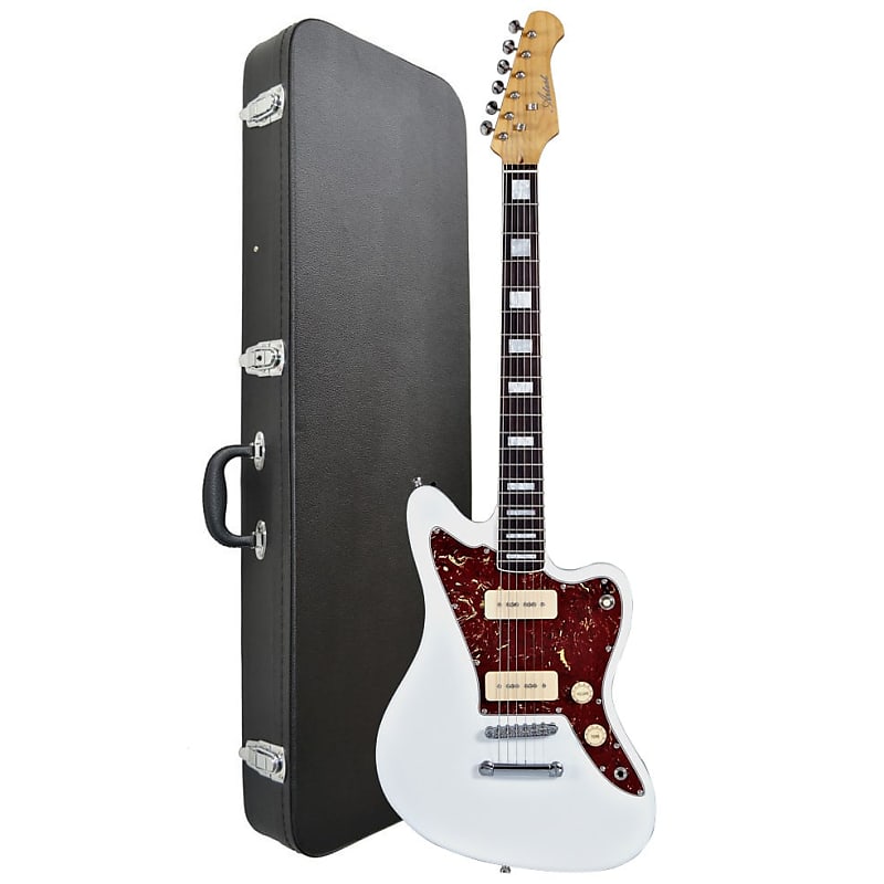 Artist Grungemaster White Electric Guitar w/ P90 Pickups & Black Case image 1