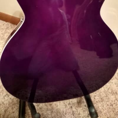 Grote Purple Flame Top Maple semi hollow body guitar with padded gig bag image 13
