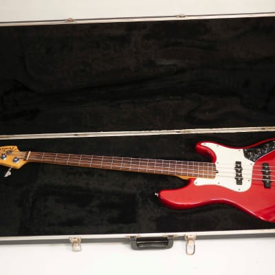 Fender American Deluxe Jazz Bass Fretless 1998 - Crimson Red Transparent for sale