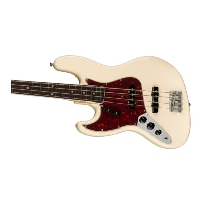 Fender American Vintage II 1966 4-String Jazz Bass Guitar with Bound Round-Laminated Rosewood Fingerboard (Left-Handed, Olympic White) image 4
