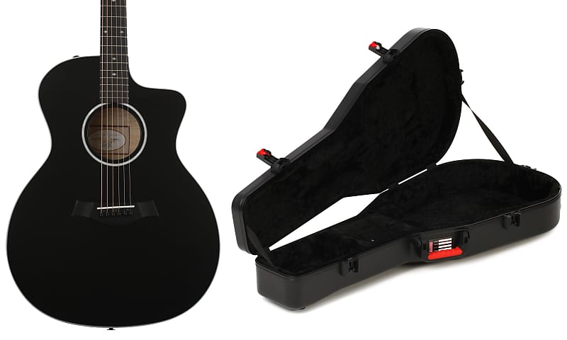 Taylor 214ce Deluxe Acoustic-electric Guitar - Black Bundle with Gator ATA  Molded Guitar Case - with TSA latches for Acoustic Guitars