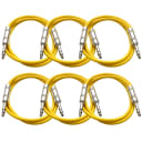SEISMIC AUDIO - 6 PACK Yellow 1/4" TRS 2' Patch Cables
