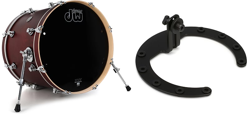 DW Performance Series Bass Drum - 16 x 20 inch - Tobacco Satin Oil  Bundle with Kelly Concepts The Kelly SHU Pro Bass Drum Microphone Shockmount Kit - Aluminum - Black Finish image 1