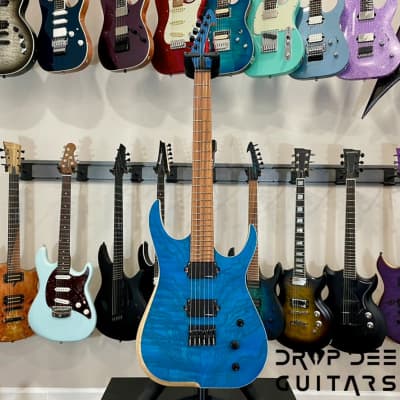 Skervesen Raptor 6 Electric Guitar w/ Case-See-Thru Blue image 2