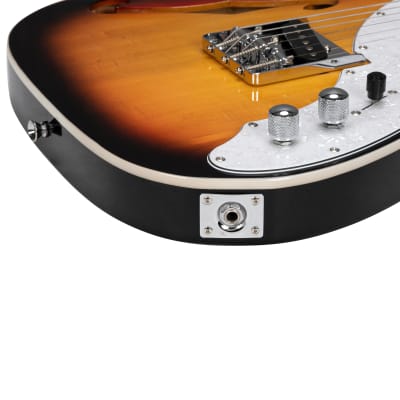 Glarry GTL Semi-Hollow Electric Guitar SS Pickups w/ 20W Amplifier Sunset image 8