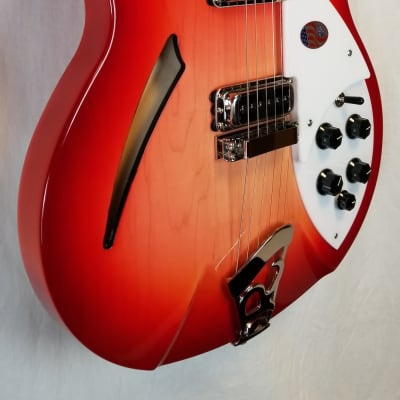 Rickenbacker 330 Fire Glo Thin-Line Semi-Hollow Electric Guitar, 2022 w/Oiled Rosewood Fretboard, HC image 5
