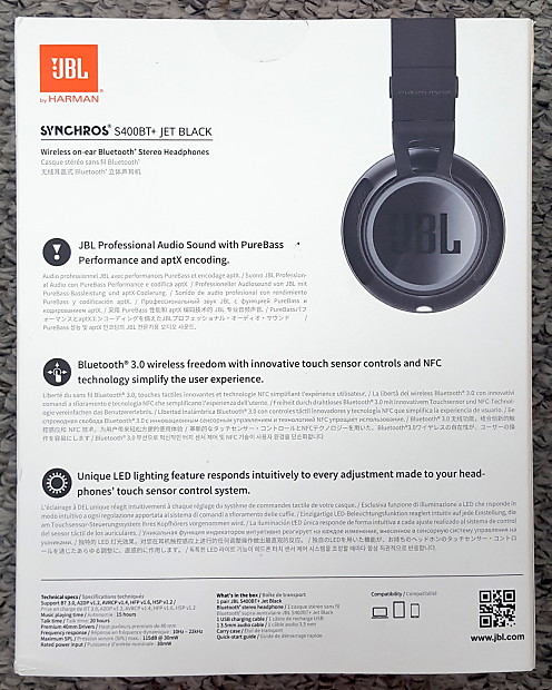 JBL Synchros S400BT Bluetooth Wireless Headphones Jet Black Reverb