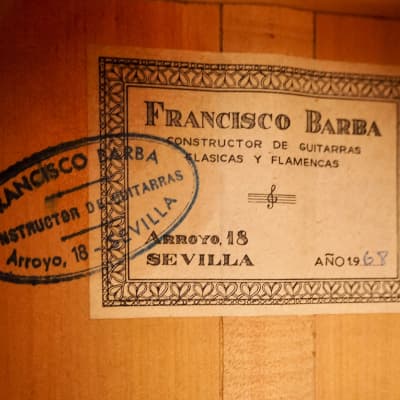 1968 Francisco Barba Flamenco Vintage Nylon String Guitar w/ Case image 6