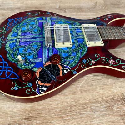 Custom Design Celtic Knot and Raven Hand-painted Tokai Guitar image 13