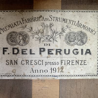 Fernando Del Perugia - Firenze - 1912 Italy Romantic Guitar antique classical parlor image 4