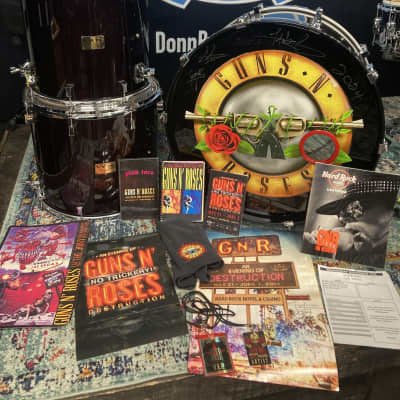 Frank Ferrer's Guns N Roses, Pork Pie, 2014 Las Vegas Residency Drum Set, 26",18",16",12" Black Cherry Sparkle. Signed! Authenticated! image 2
