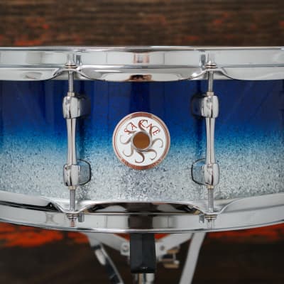 Sakae 5.5x14" Beech Snare Drum - Blue Sparkle Fade image 1