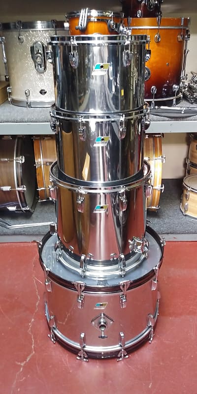 Ludwig Drums - Take a look at this vintage stainless steel drums (24,14,16)  from the_drum_trainer! Photo by:   #LudwigDrums #Vintage #StainlessSteel