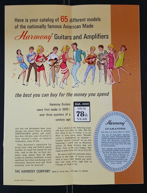 Harmony Guitar and Amplifier Catalog / Brochure 1970 | Reverb