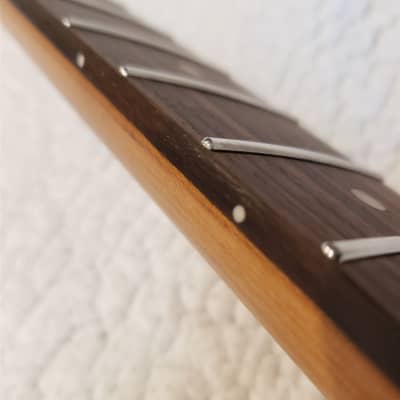 Roasted,USA made Vintage Nitro neck,Walnut insert,Rounded edges,NO fret tangs,Made for a Tele body.# MWNT-R1. "You never felt frets like this." image 10