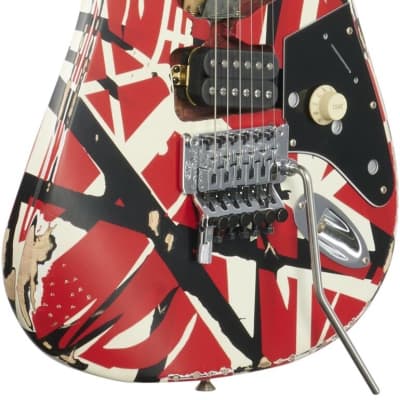 EVH Striped Series Frankie Red White Black Relic Electric Guitar image 6